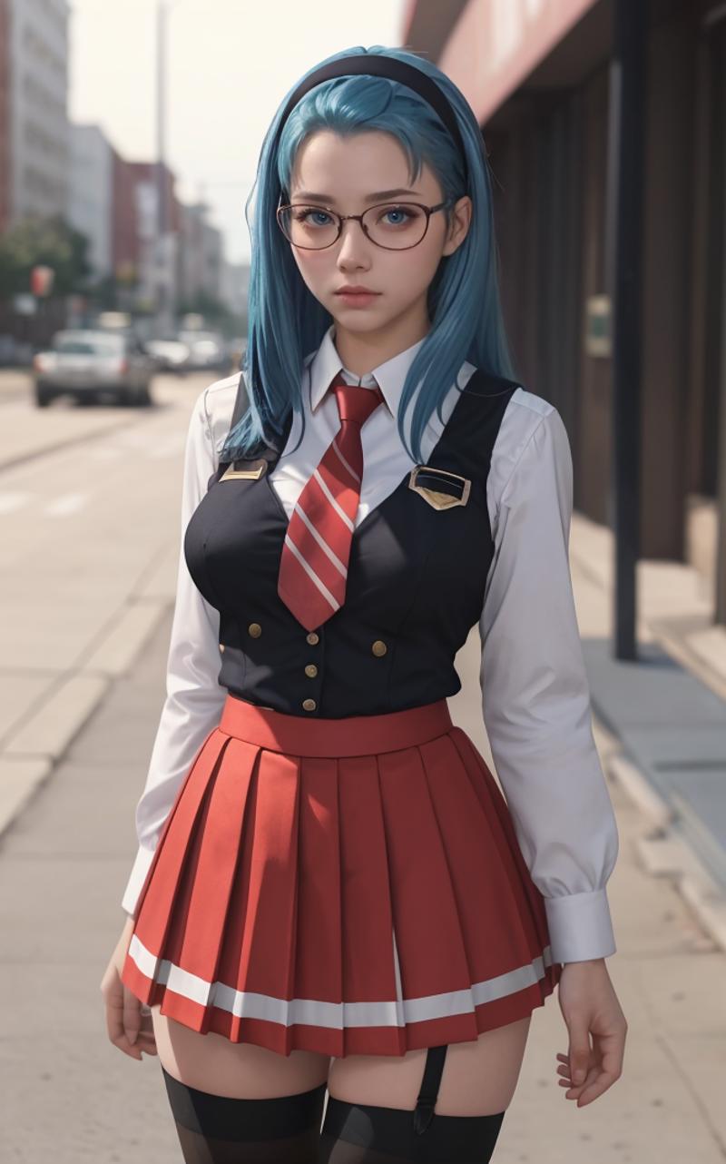 00258-dreamshaper_8-2024-01-01-SchoolUniform_JunkoMochida_ownwaifu, night,__1girl, blue hair, long hair, glasses, hairband, large breasts, blue eyes, __school.png